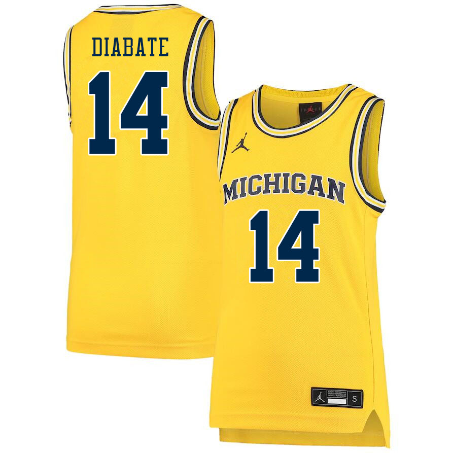 Men #14 Moussa Diabate Michigan Wolverines College Basketball Jerseys Sale-Yellow - Click Image to Close